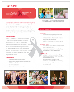 CLICK to View Cancer Rehabilitation Networking Group Brochure
