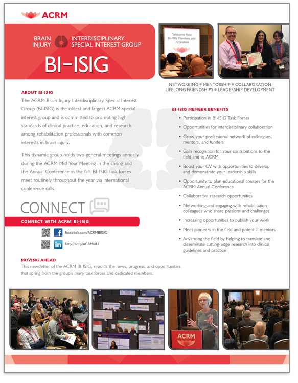 CLICK for the ACRM Brain Injury ISIG Brochure (PDF)
