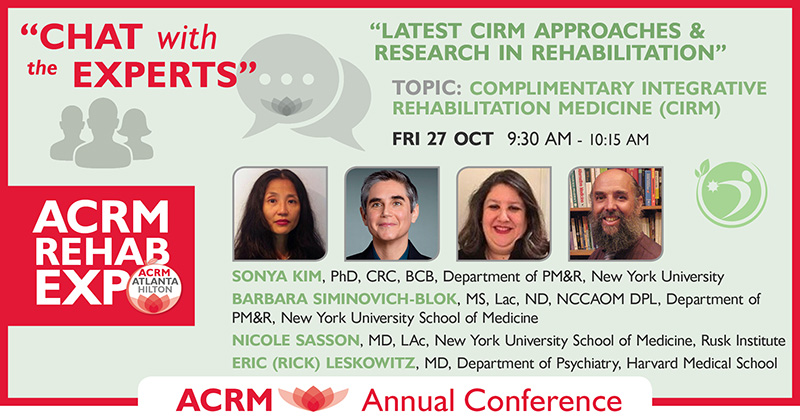 “Chat with the Experts” at ACRM Conference: ATLANTA HILTON: Progress in Rehabilitation Research #PIRR2017 