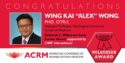 Alex Wong received the ACRM 2019 Deborah L. Wilkerson Early Career Award