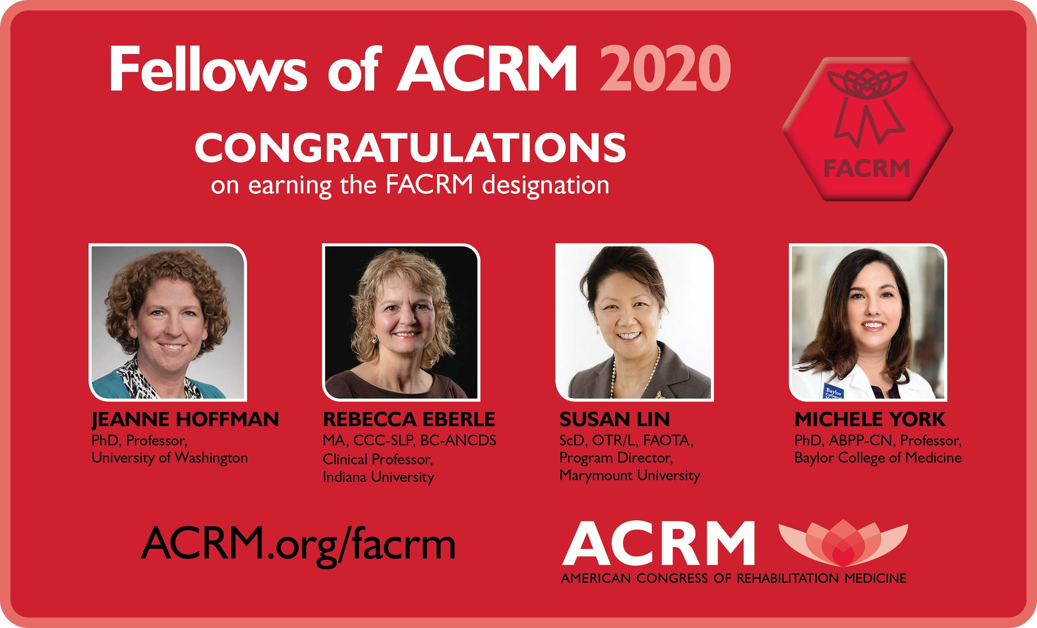 Congratulations to the 2020 Fellows of ACRM