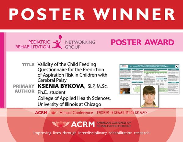 ACRM Pediatric Rehabilitation Networking Group Poster Award image