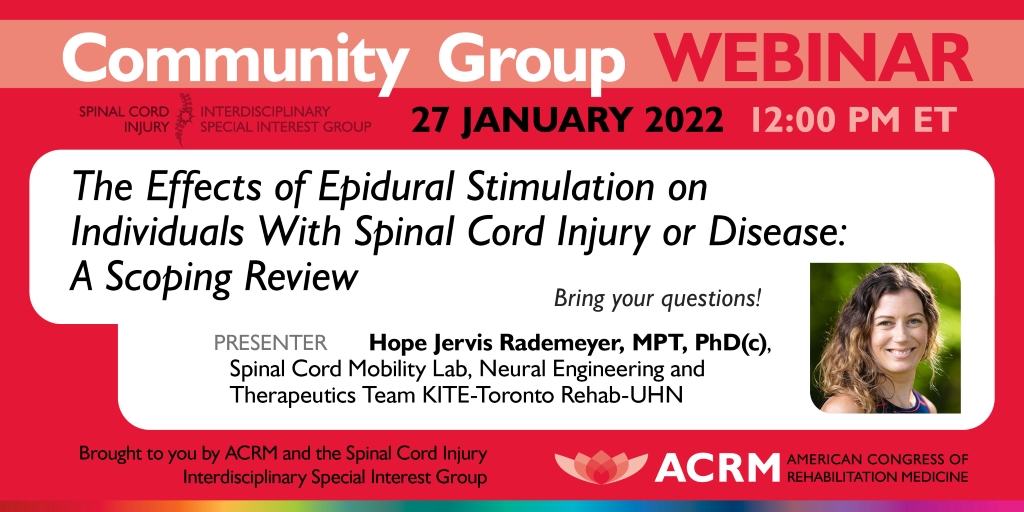 ACRM Spinal Cord Injury Webinar Series header