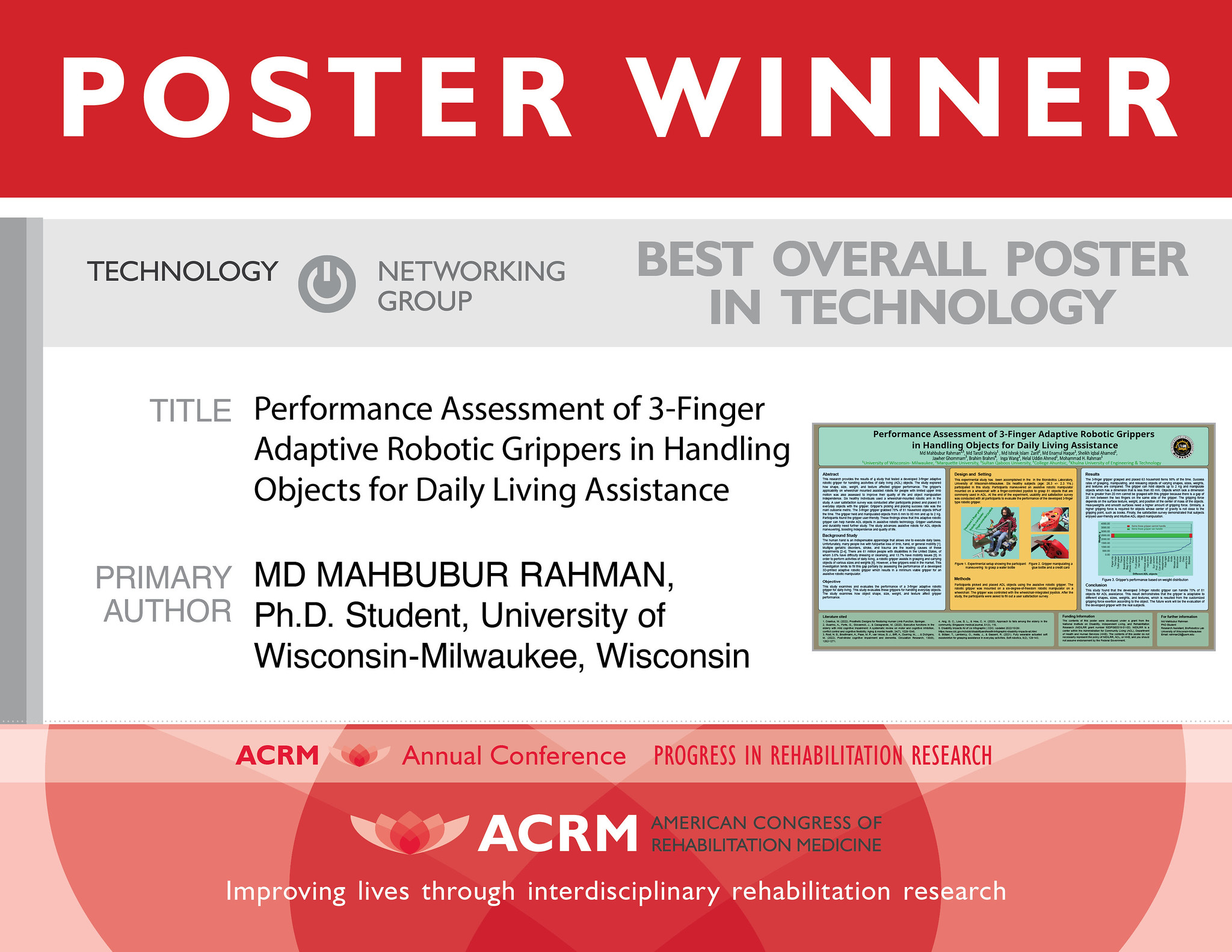Best Overall Poster in Technology Award
