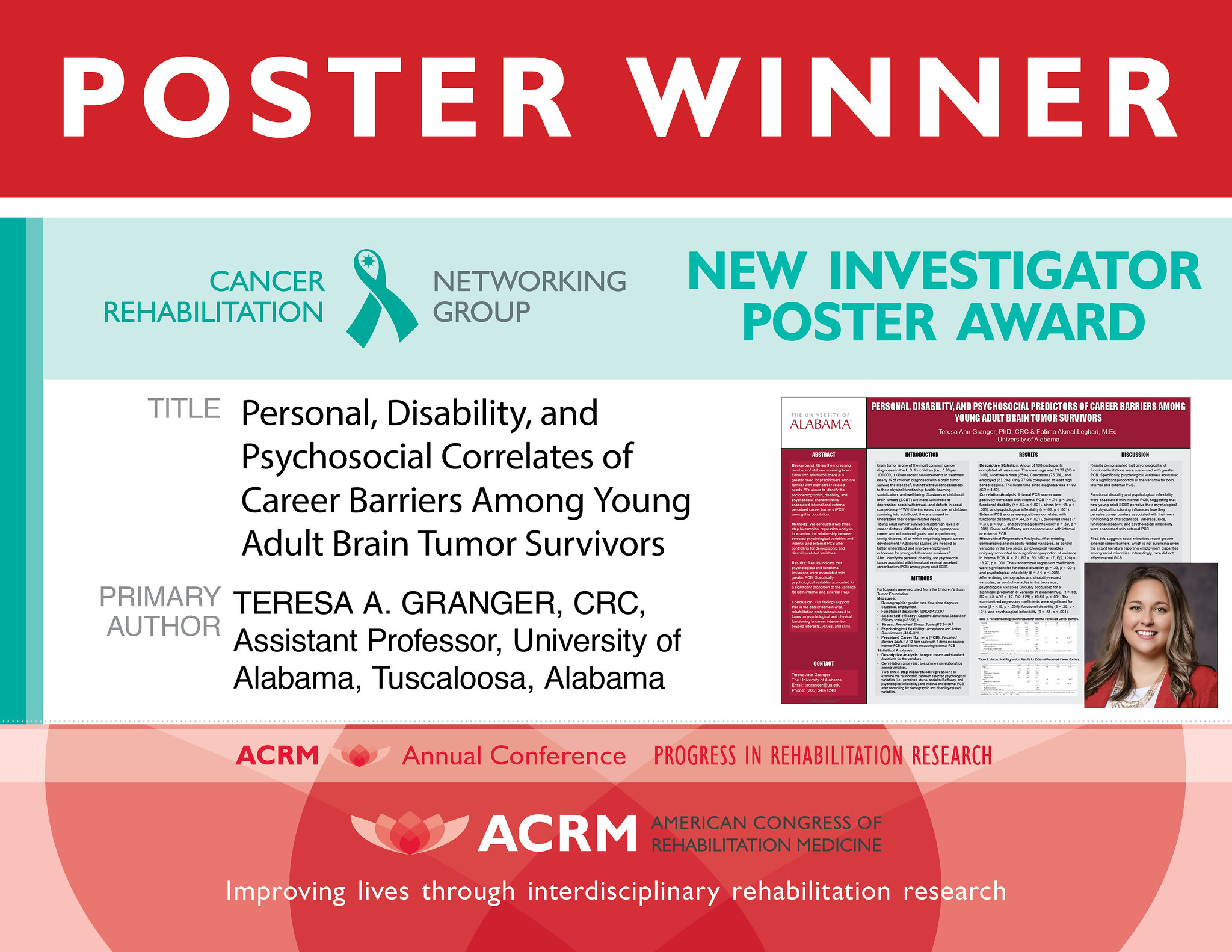 New Investigator Poster Award in Cancer Rehabilitation