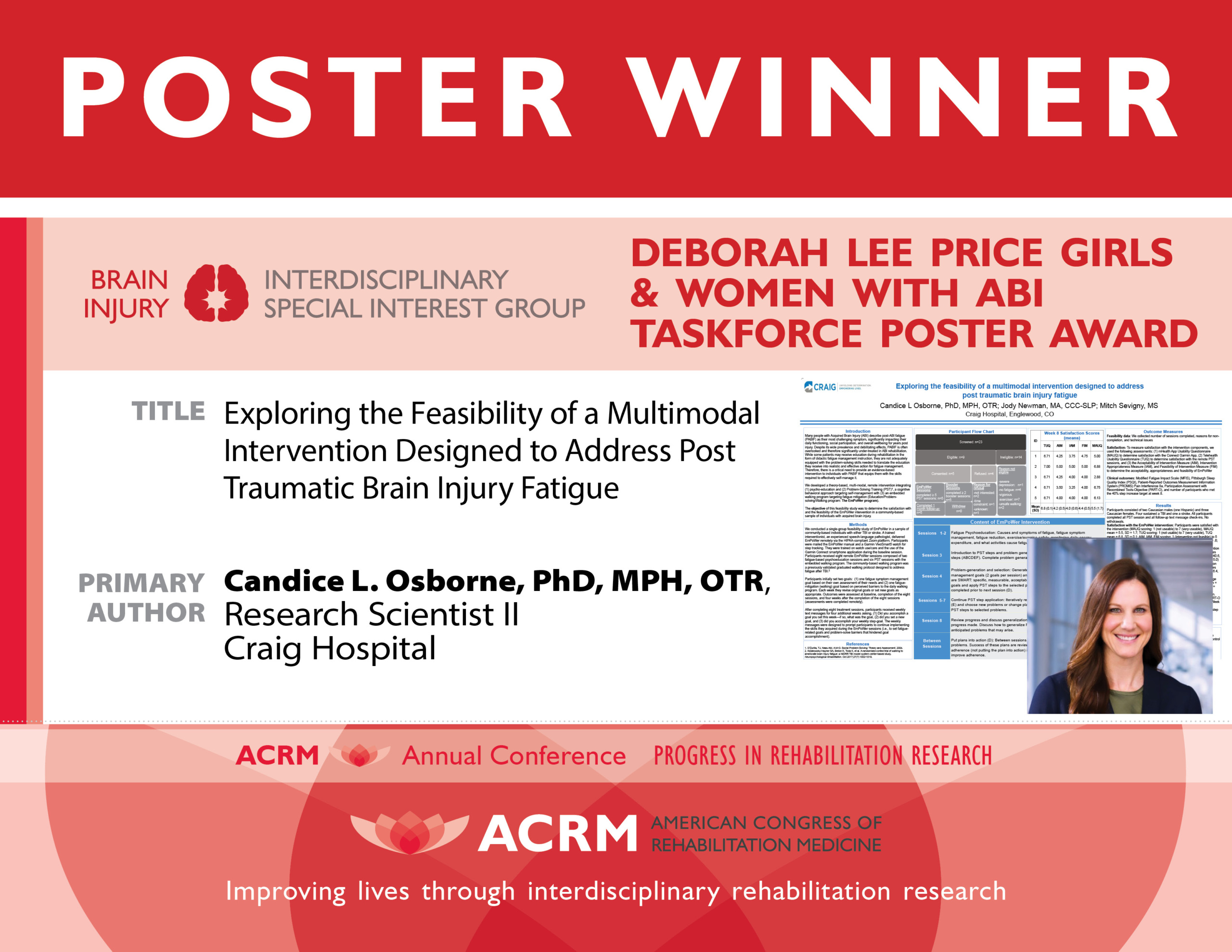 Brain Injury ISIG Deborah Lee Price Girls and Women with ABI Taskforce Poster Award: